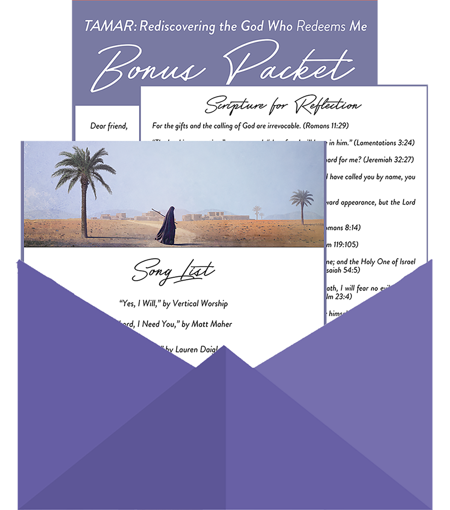 TAMAR Bonus Package in envelope2 online Bible study for HAGAR: Rediscovering the God Who Sees Me by Shadia Hrichi